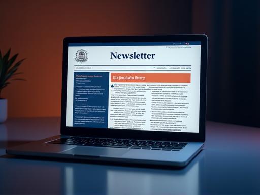 Mockup of Vishwa Samachar Network Newsletter on a screen